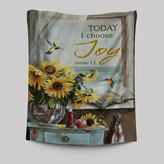 Beach Painting, Sunflower Vase, Hummingbird, Today I Choose Joy Tapestry