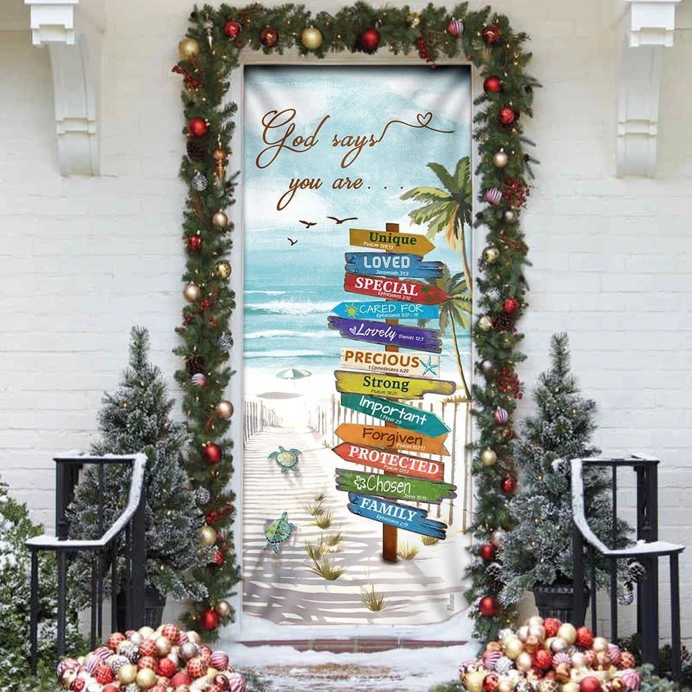 Beach Turtle God Says You Are Door Cover, Christian Door Decor, Door Christian Church, Christian Door Plaques