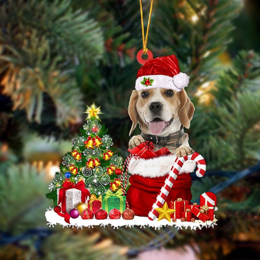 Beagle Gift Bag Merry Christmas Ornament, Christmas Gift, Christmas Tree Decorations, Christmas Ornament 2023