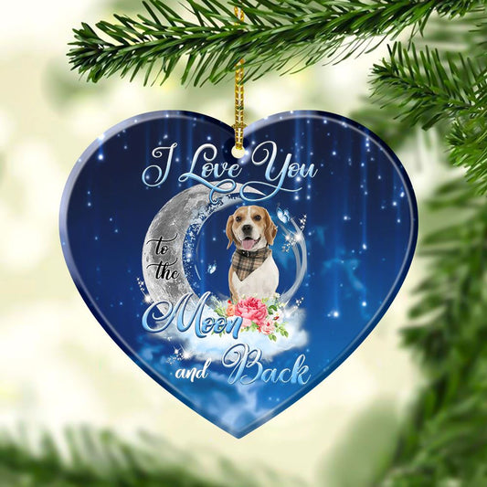 Beagle I Love You To The Moon And Back Heart Shape Ornament, Christmas Gift, Christmas Tree Decorations, Christmas Ornament 2023