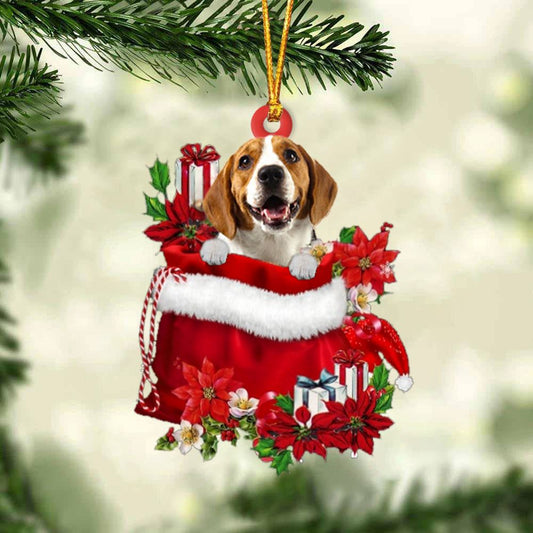 Beagle In Gift Bag Christmas Ornament, Christmas Gift, Christmas Tree Decorations, Christmas Ornament 2023