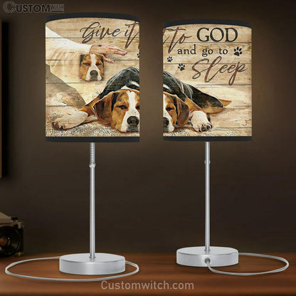 Beagle Jesus Hand Give It To God And Go To Sleep Table Lamb Gift - Bible Verse Table Lamb - Religious Bedroom Decor