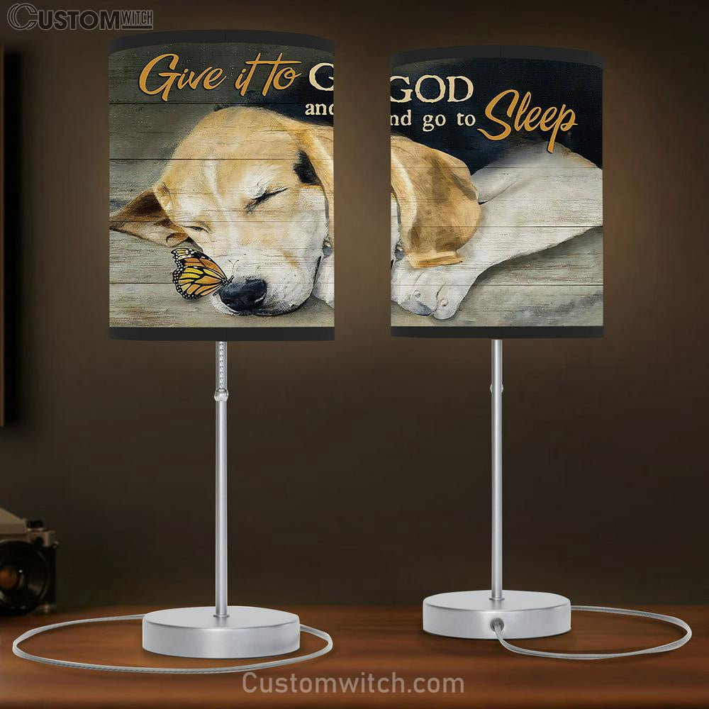 Beagle Monarch butterfly Give it to God and go to sleep Table Lamb Gift - Bible Verse Table Lamb - Religious Bedroom Decor