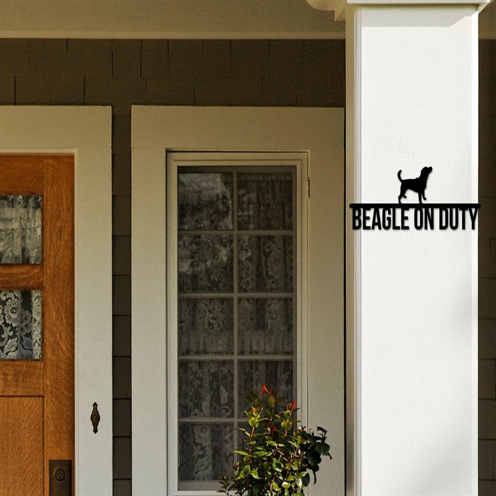 Beagle On Duty Beagle Metal Sign, Anniversary Gift, Dog Wall Decor, Dog Wall Art, Home Decor Sign