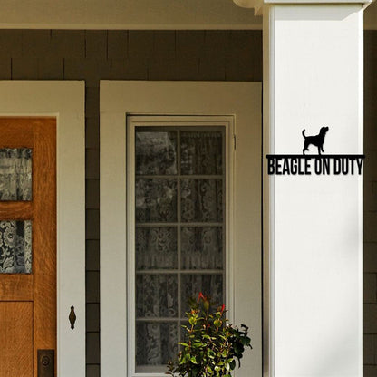 Beagle On Duty Beagle Metal Sign, Anniversary Gift, Dog Wall Decor, Dog Wall Art, Home Decor Sign