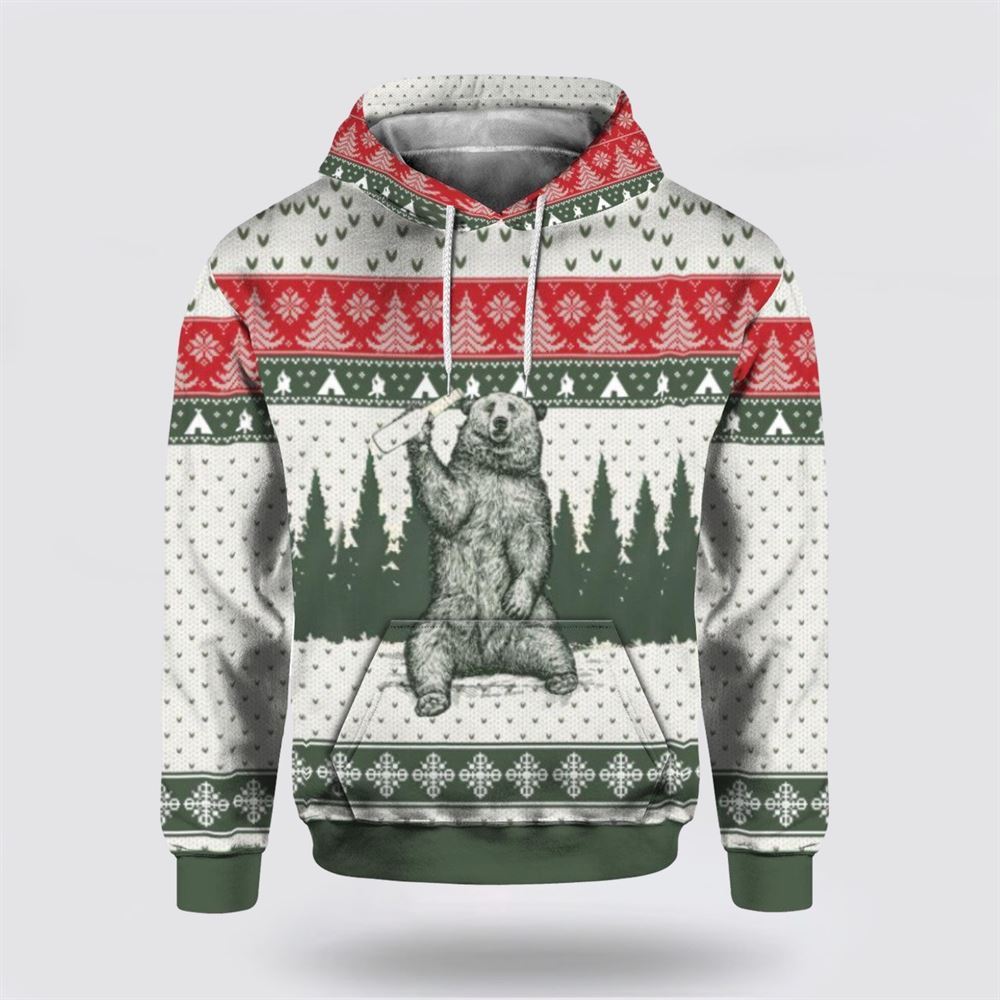 Bear I Hate People Ugly Christmas All Over Print 3D Hoodie For Men & Women, Christmas Hoodie Cute, Christmas Gift, Christmas Fashion