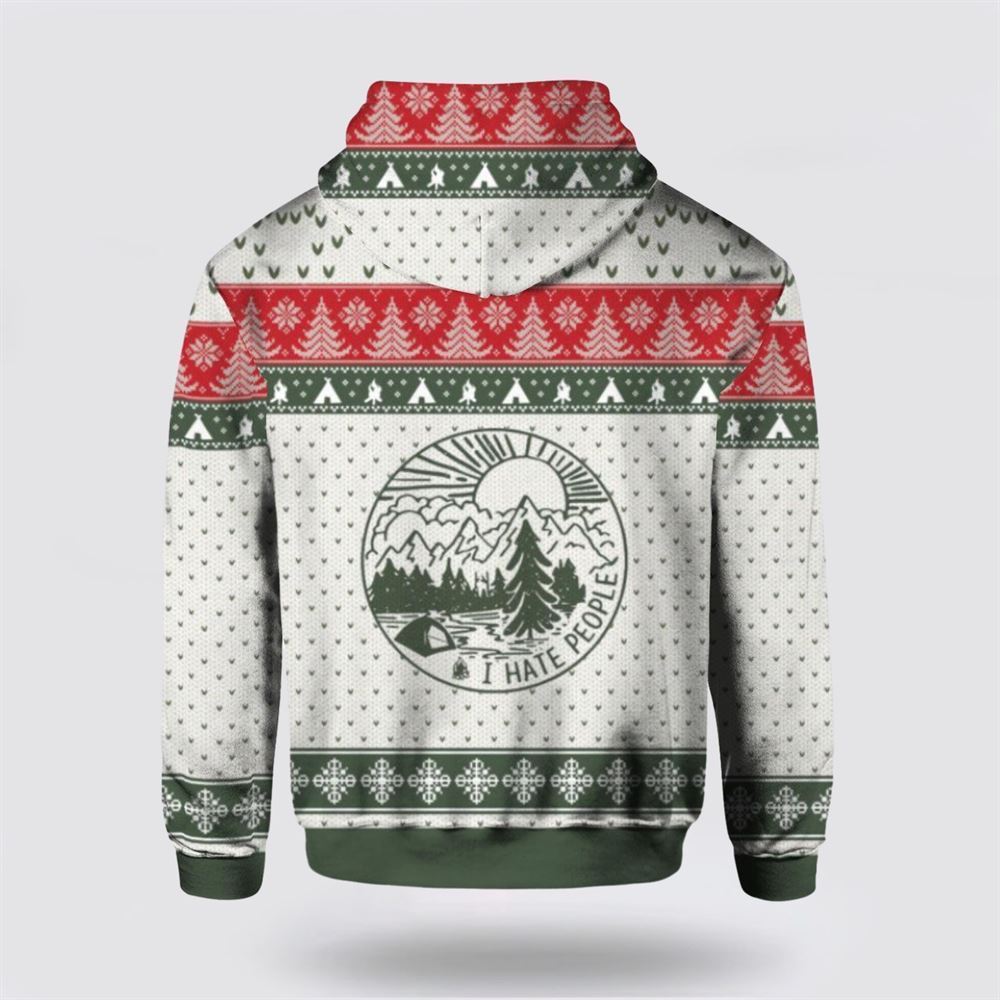 Bear I Hate People Ugly Christmas All Over Print 3D Hoodie For Men & Women, Christmas Hoodie Cute, Christmas Gift, Christmas Fashion