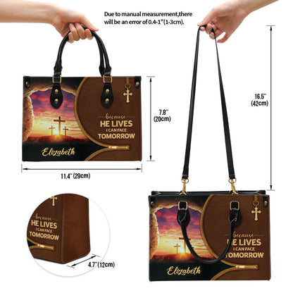 Beautiful Christian Leather Bag, Because He Lives I Can Face Tomorrow, Christian Pu Leather Bags For Women