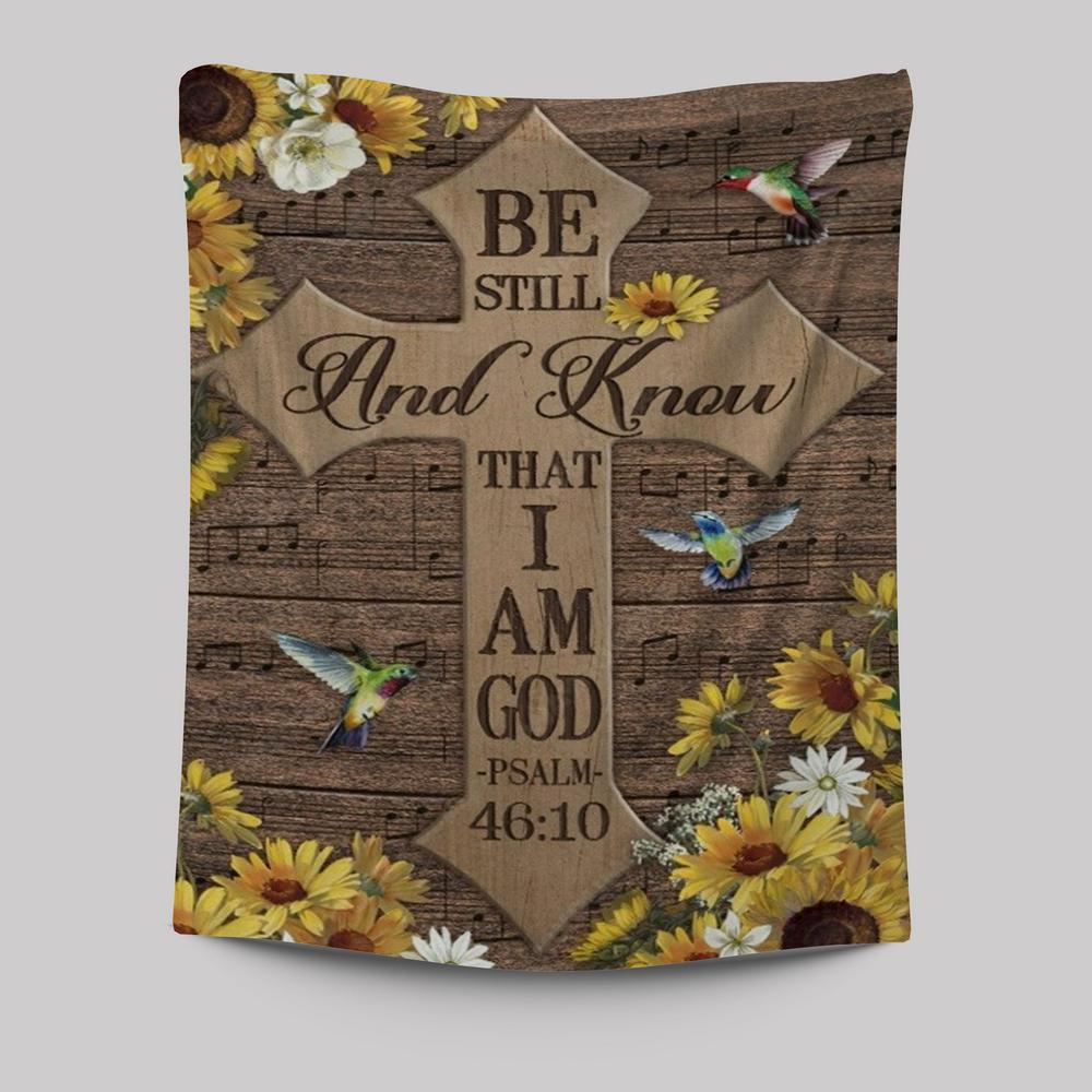 Beautiful Cross Hummingbird Be Still And Know That I Am God Tapestry