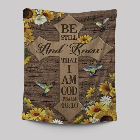 Beautiful Cross Hummingbird Be Still And Know That I Am God Tapestry