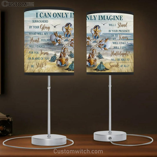 Beautiful Cross, Sea Turtle, Seagull, Beach Painting, I Can Only Imagine Table Lamb