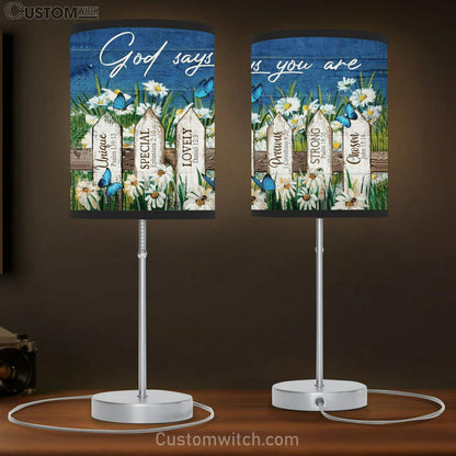 Beautiful Daisy Garden - God Says You Are - Jesus Landscape Table Lamb