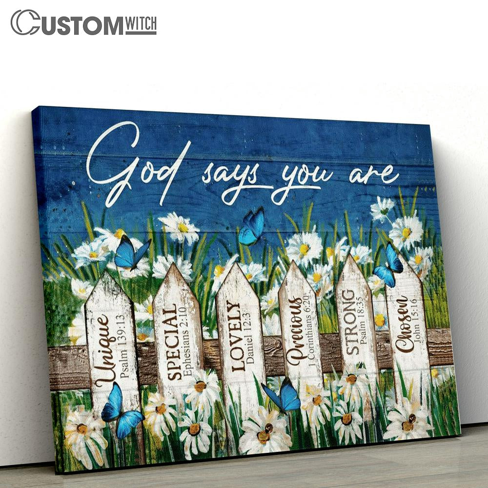 Beautiful Daisy Garden - God Says You Are - Jesus Landscape Canvas Poster