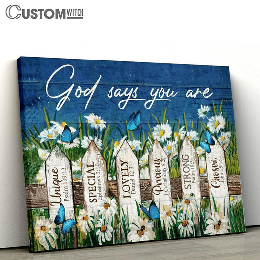 Beautiful Daisy Garden - God Says You Are - Jesus Landscape Canvas Poster