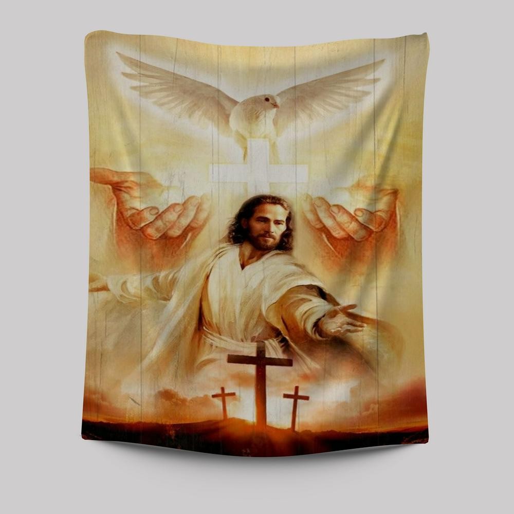 Beautiful Dove, Pray For Healing, Jesus's Hand, Cross Tapestry