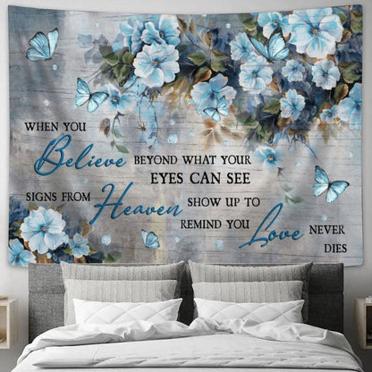 Beautiful Flower Signs From Heaven Show Up To Remind You Love Never Dies Tapestry, Tapestries for Living Room Bedroom