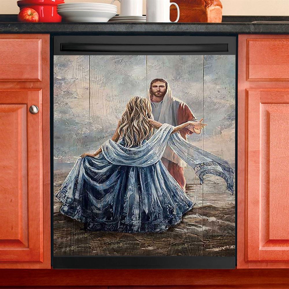Beautiful Girl A Dance With Jesus Dishwasher Cover, Christian Dishwasher Magnet Cover, Bible Verse Kitchen Decor