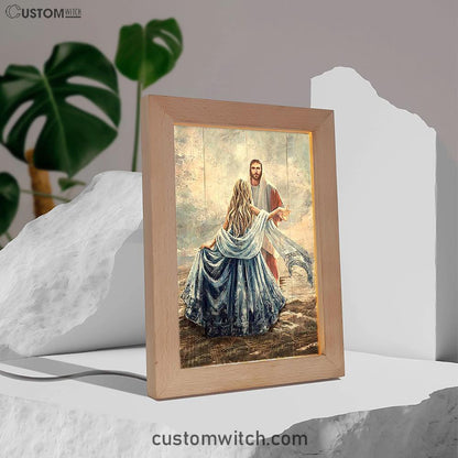 Beautiful Girl A Dance With Jesus Frame Lamp Art - Christian Night Light - Bible Verse Wooden Lamp