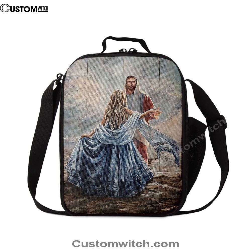 Beautiful Girl A Dance With Jesus Lunch Bag, Christian Lunch Bag For School, Picnic, Religious Lunch Bag