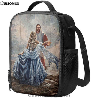 Beautiful Girl A Dance With Jesus Lunch Bag, Christian Lunch Bag For School, Picnic, Religious Lunch Bag