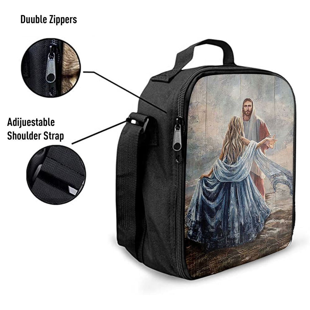 Beautiful Girl A Dance With Jesus Lunch Bag, Christian Lunch Bag For School, Picnic, Religious Lunch Bag