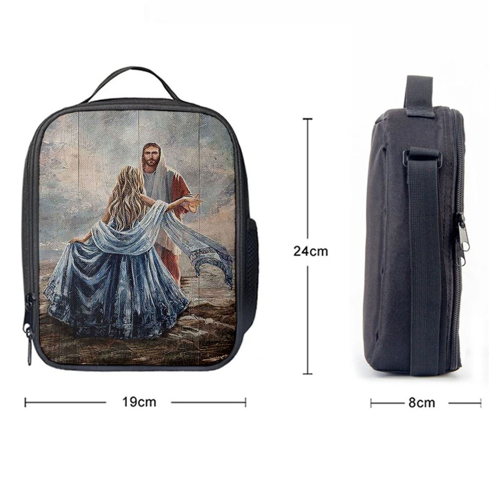 Beautiful Girl A Dance With Jesus Lunch Bag, Christian Lunch Bag For School, Picnic, Religious Lunch Bag