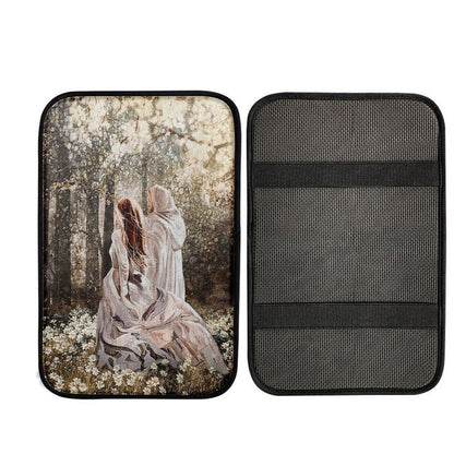 Beautiful Girl Walking With God Says You Are Car Center Console Cover, Christian Auto Armrest Cover