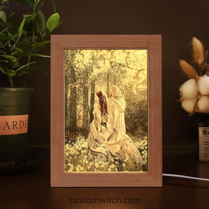 Beautiful Girl Walking With God Says You Are Frame Lamp Art - Christian Night Light - Bible Verse Wooden Lamp