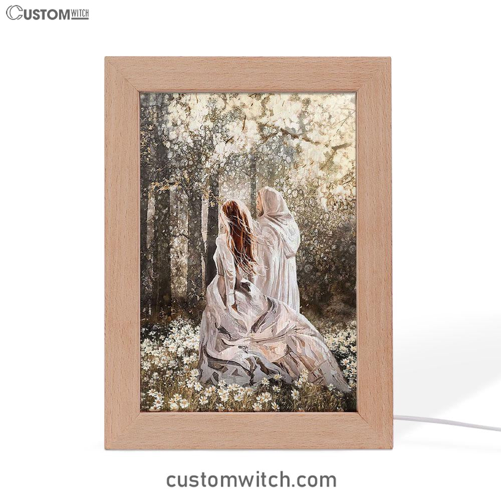 Beautiful Girl Walking With God Says You Are Frame Lamp Art - Christian Night Light - Bible Verse Wooden Lamp