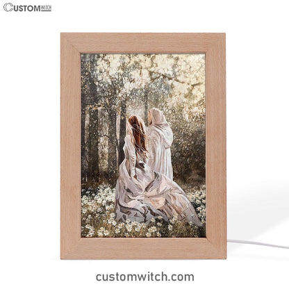 Beautiful Girl Walking With God Says You Are Frame Lamp Art - Christian Night Light - Bible Verse Wooden Lamp