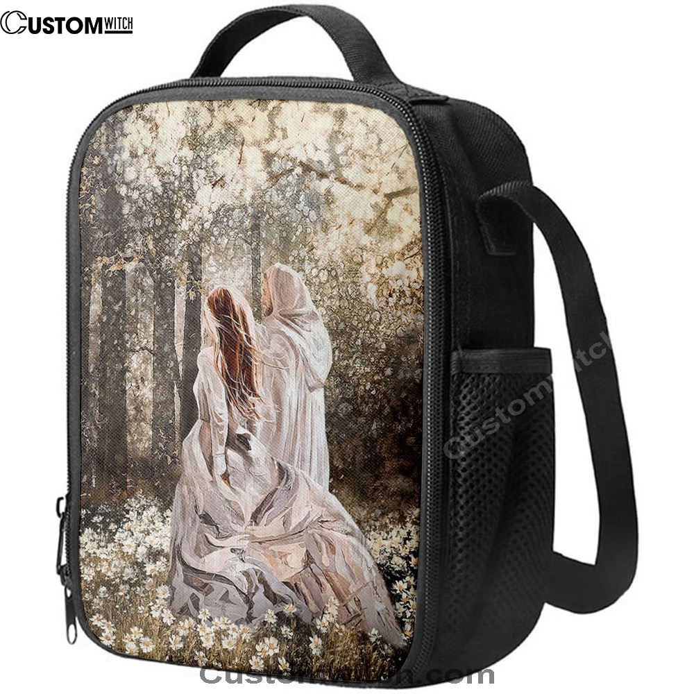 Beautiful Girl Walking With God Says You Are Lunch Bag, Christian Lunch Bag For School, Picnic, Religious Lunch Bag