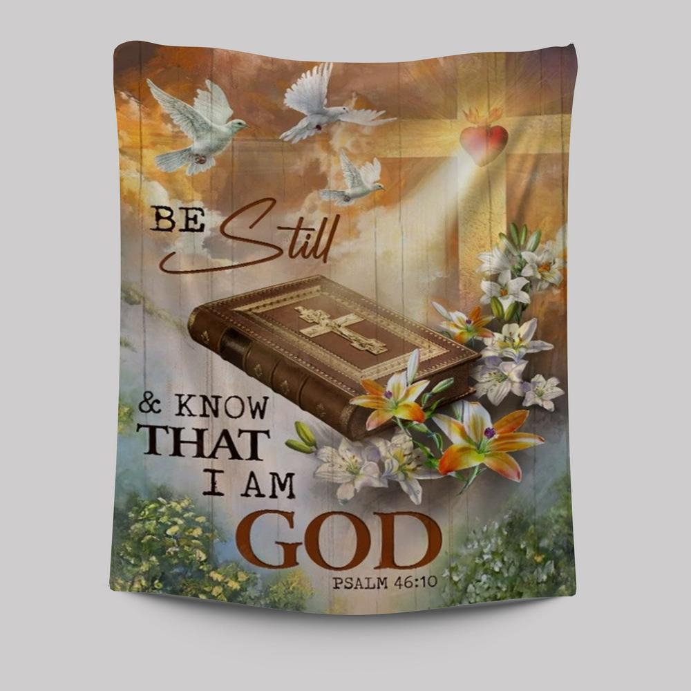 Beautiful Heaven Cross Bible Be Still And Know That I Am God Tapestry