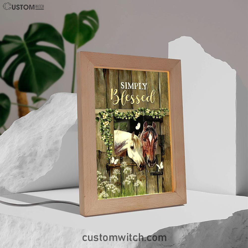 Beautiful Horse Simply Blessed Frame Lamp Art - Bible Verse Wooden Lamp - Inspirational Art - Christian Home Decor