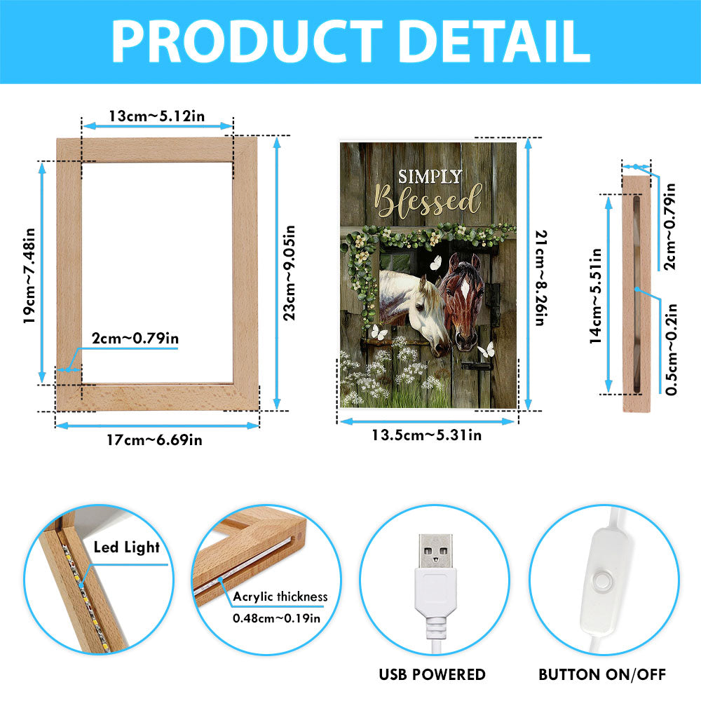 Beautiful Horse Simply Blessed Frame Lamp Art - Bible Verse Wooden Lamp - Inspirational Art - Christian Home Decor