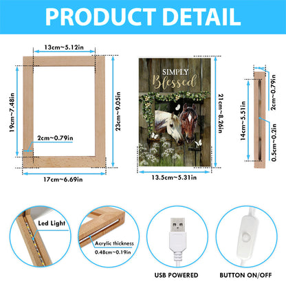Beautiful Horse Simply Blessed Frame Lamp Art - Bible Verse Wooden Lamp - Inspirational Art - Christian Home Decor