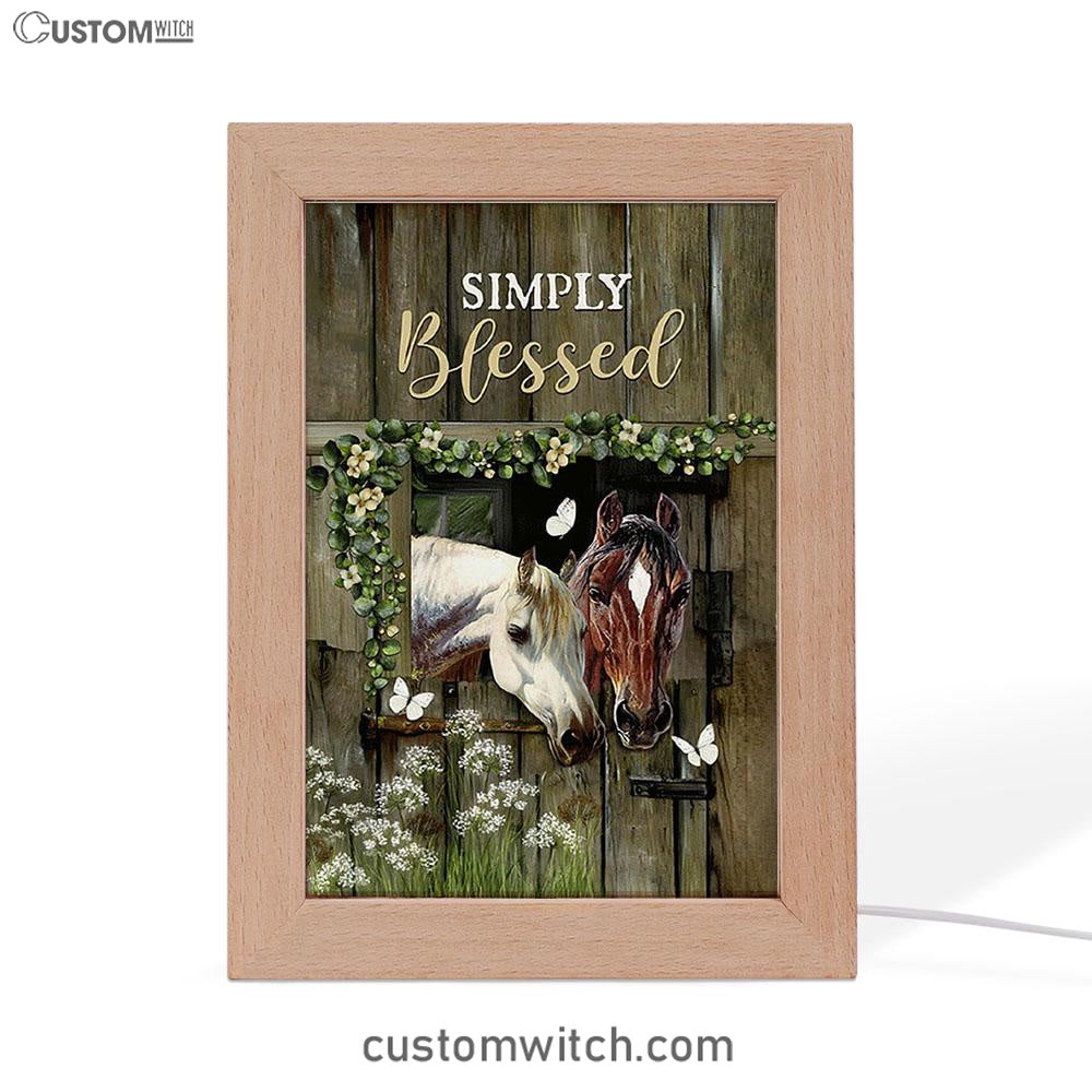 Beautiful Horse Simply Blessed Frame Lamp Art - Bible Verse Wooden Lamp - Inspirational Art - Christian Home Decor