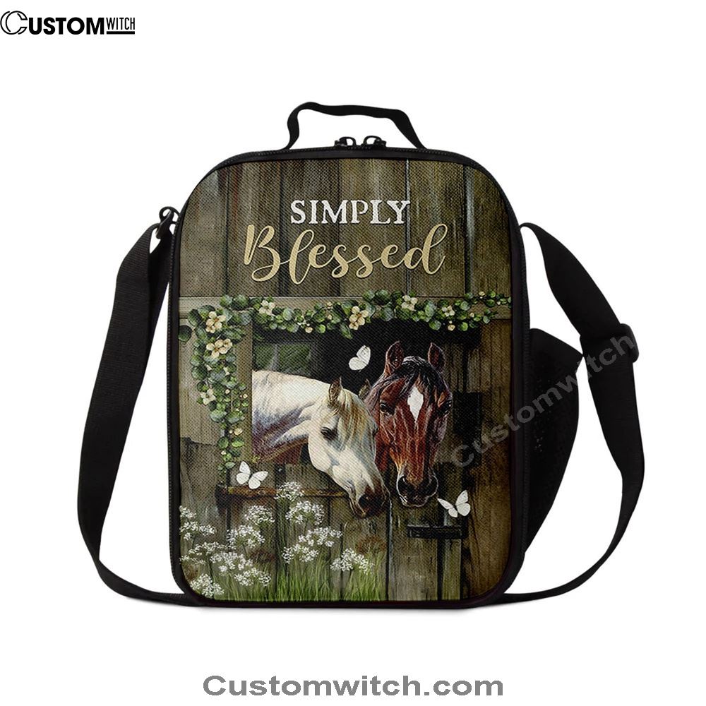 Beautiful Horse Simply Blessed Lunch Bag, Christian Lunch Bag For School, Picnic, Religious Lunch Bag