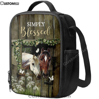 Beautiful Horse Simply Blessed Lunch Bag, Christian Lunch Bag For School, Picnic, Religious Lunch Bag