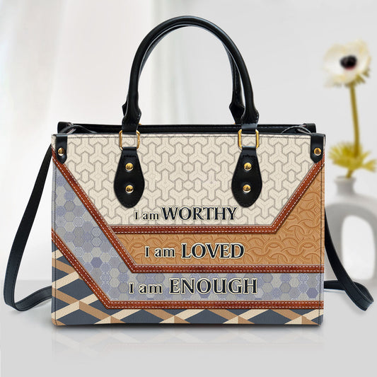 Beautiful Leather Bag, I Am Worthy I Am Loved, Christian Pu Leather Bags For Women
