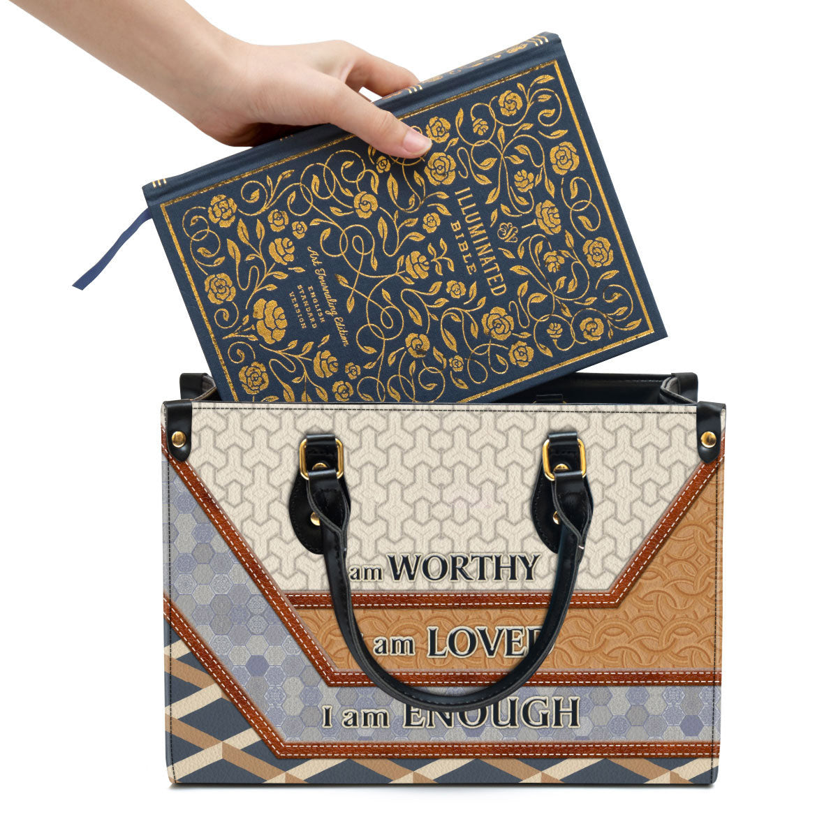 Beautiful Leather Bag, I Am Worthy I Am Loved, Christian Pu Leather Bags For Women