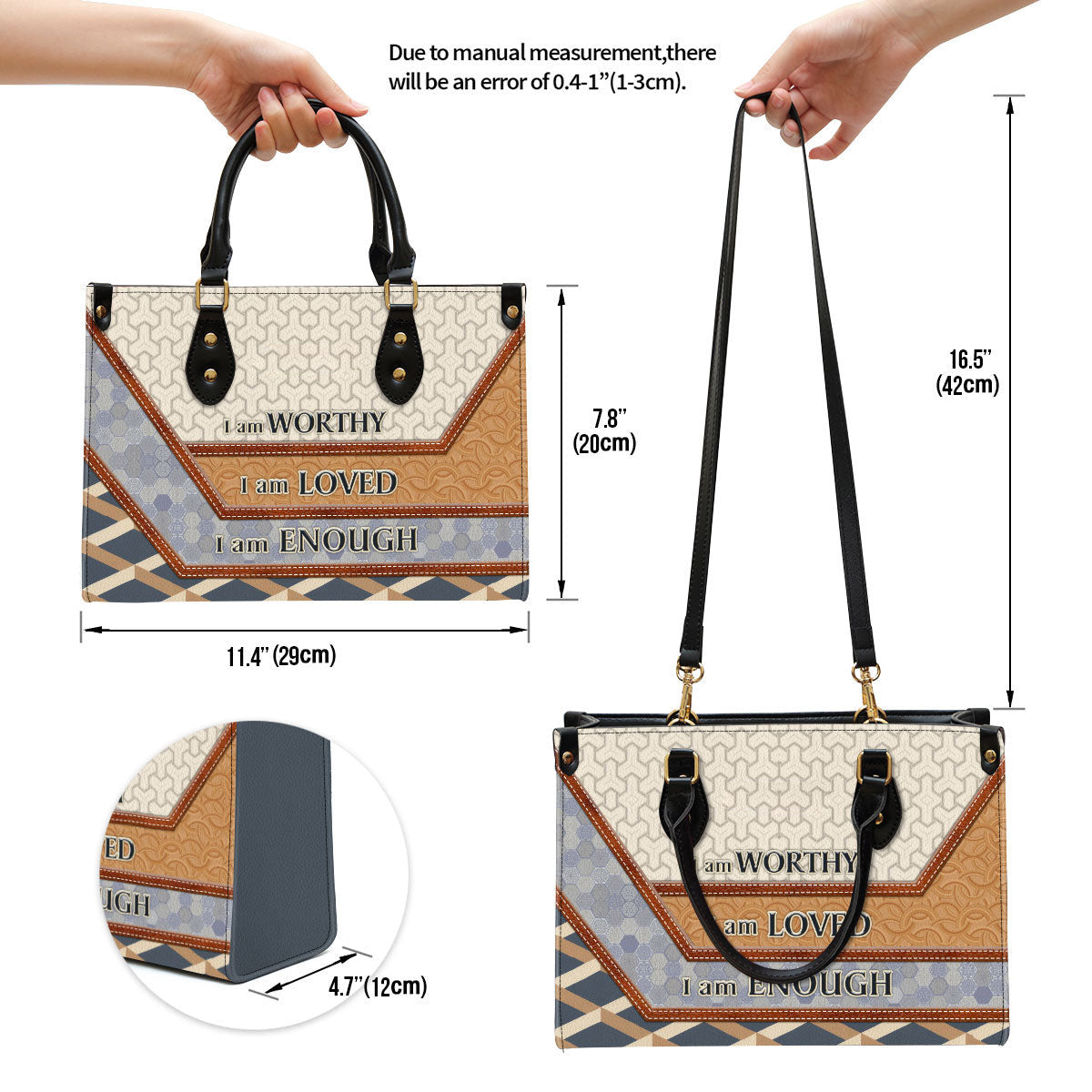 Beautiful Leather Bag, I Am Worthy I Am Loved, Christian Pu Leather Bags For Women