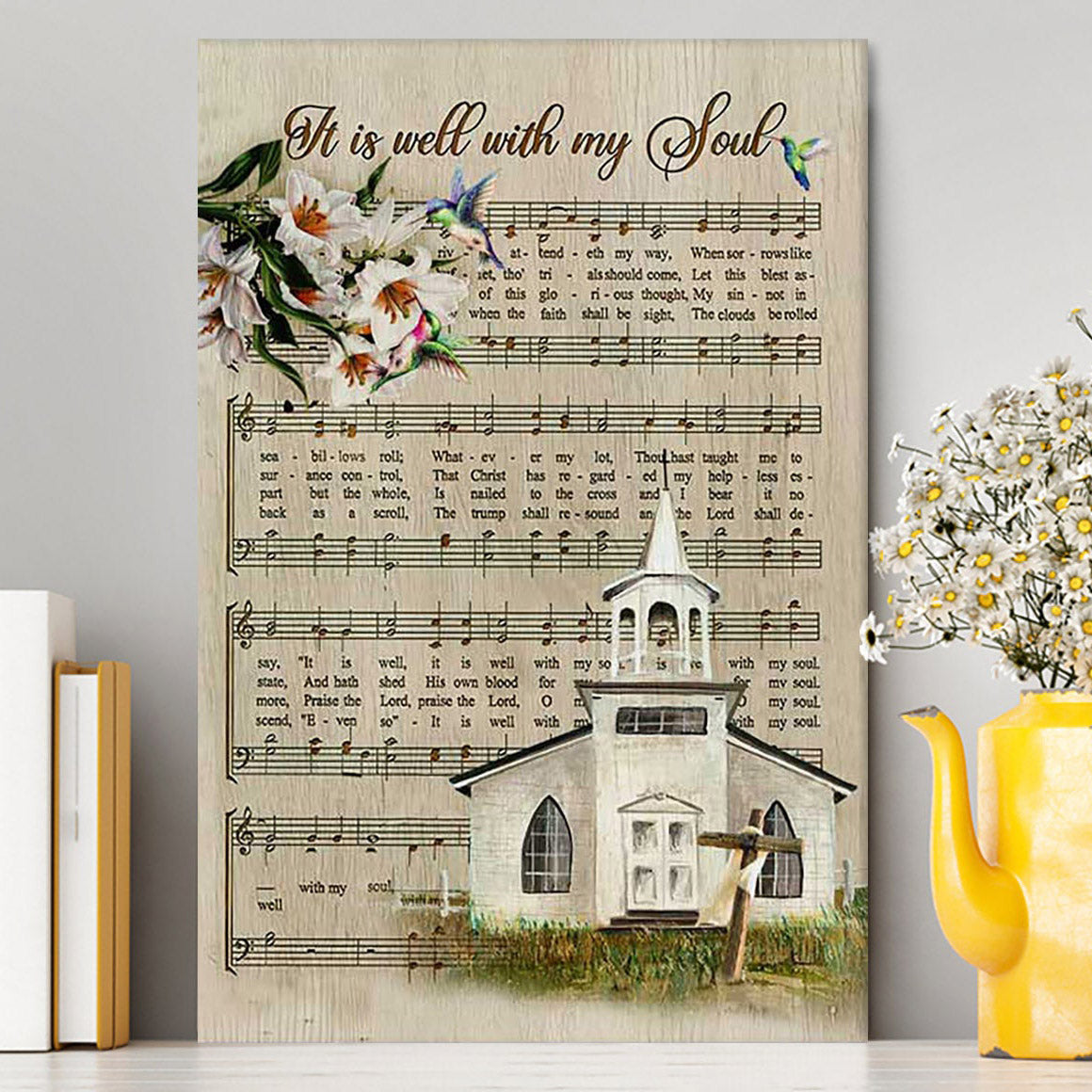 Beautiful Lily It Is Well With My Soul Canvas Art - Bible Verse Wall Art - Christian Inspirational Wall Decor