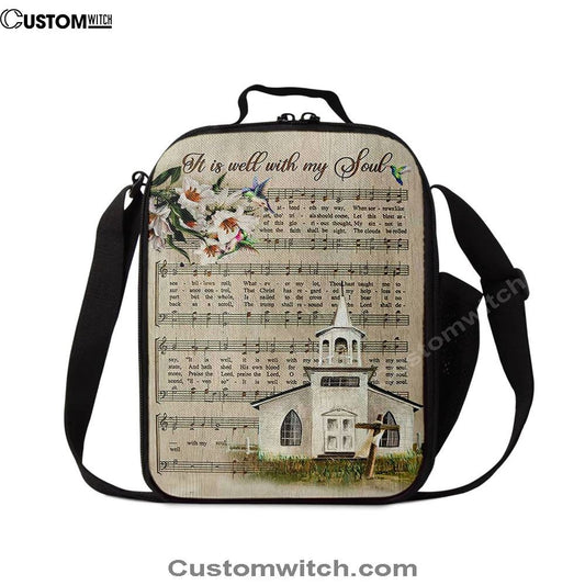 Beautiful Lily It Is Well With My Soul Lunch Bag, Christian Lunch Bag For School, Picnic, Religious Lunch Bag