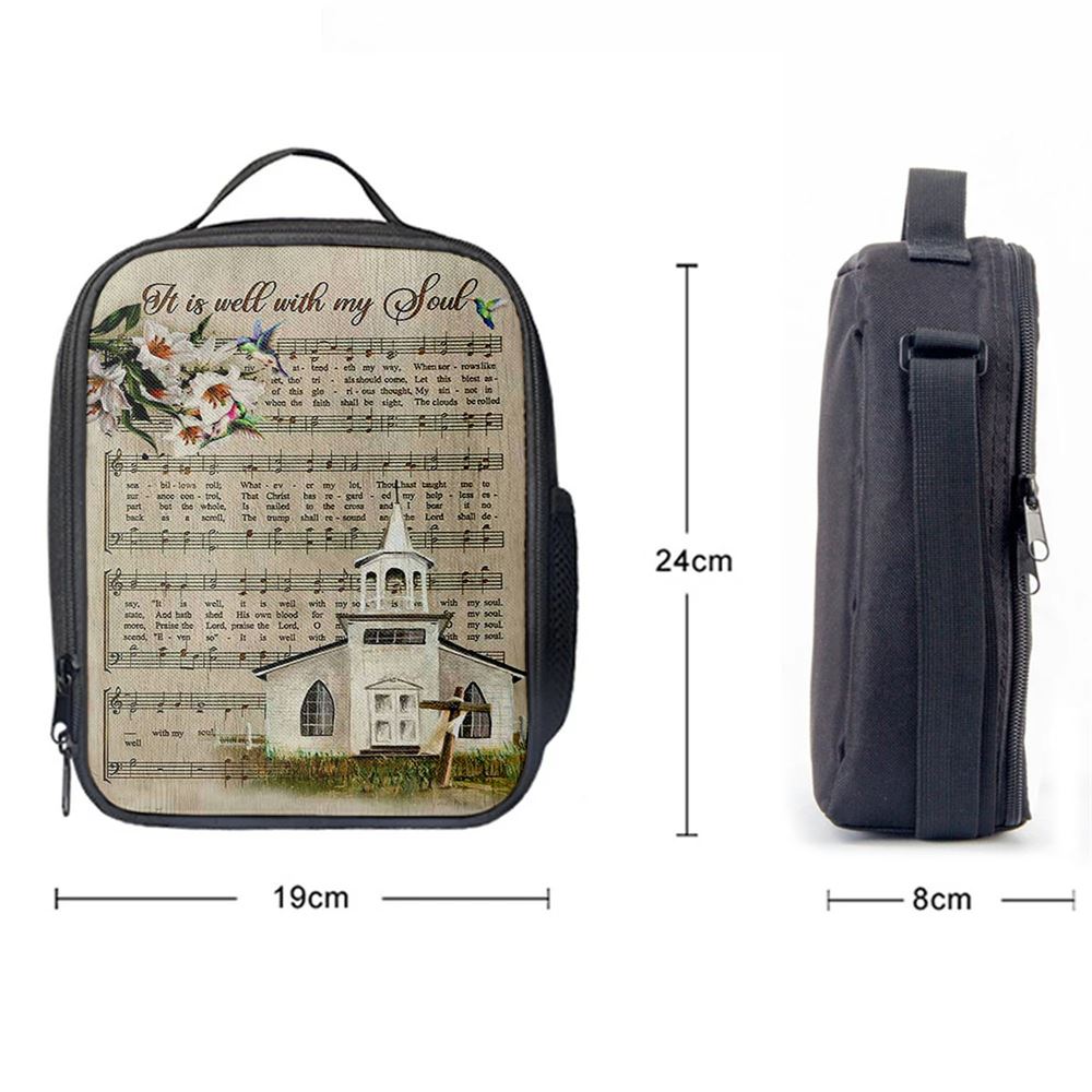 Beautiful Lily It Is Well With My Soul Lunch Bag, Christian Lunch Bag For School, Picnic, Religious Lunch Bag
