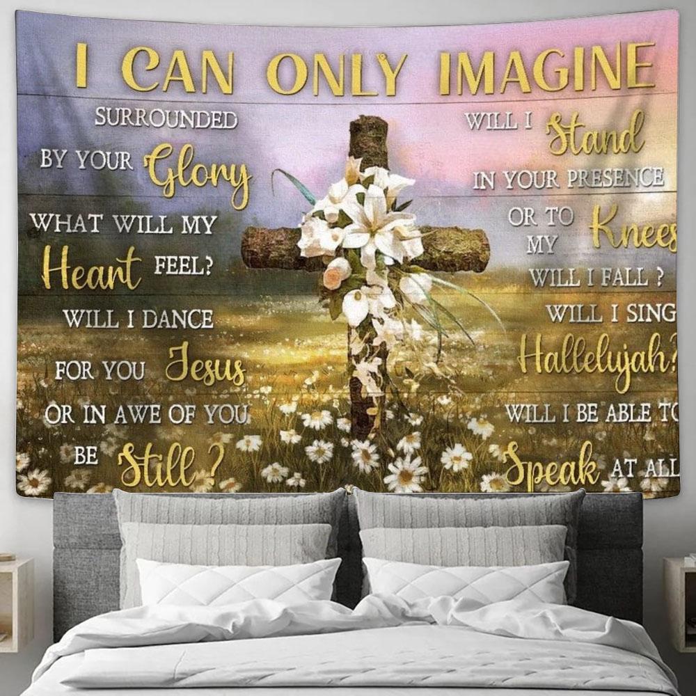 Beautiful Lily, Wooden Cross, Daisy Field, Colorful Sunset, I Can Only Imagine Tapestry, Tapestries for Living Room Bedroom