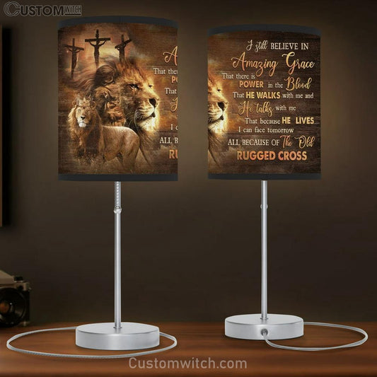Beautiful Lion Drawing, Golden Crown, I Still Believe In Amazing Grace Table Lamb