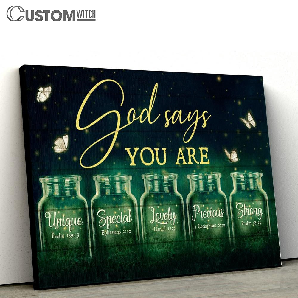 Beautiful Night Firefly Drawing Pretty Butterfly God Says You Are Canvas Poster