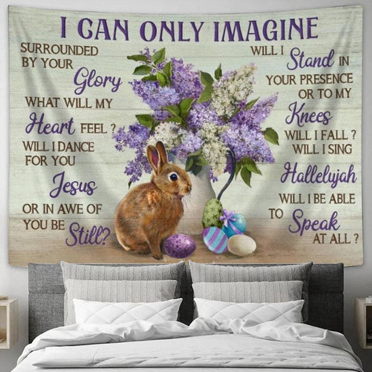 Beautiful Purple Flower Rabbit I Can Only Imagine Tapestry, Tapestries for Living Room Bedroom