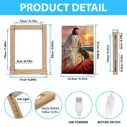 Beautiful Sunset Kneeling Before God Frame Lamp Art - Bible Verse Art - Christian Inspirational Decor