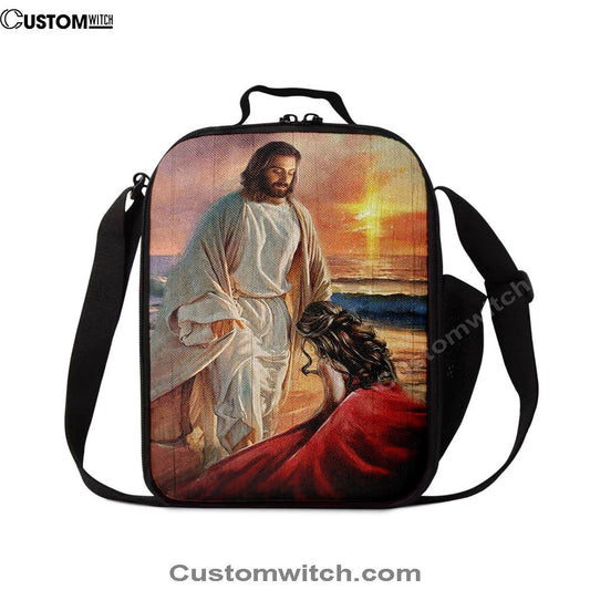 Beautiful Sunset Kneeling Before God Lunch Bag, Christian Lunch Bag For School, Picnic, Religious Lunch Bag